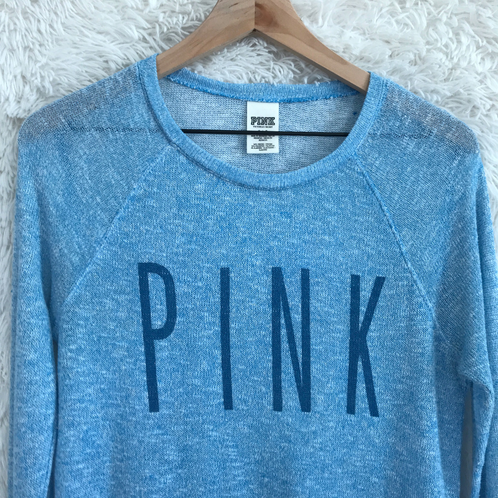 SOLD Thin Knit Sweater Blue Victorias Secret Pink - Picture 2 of 7